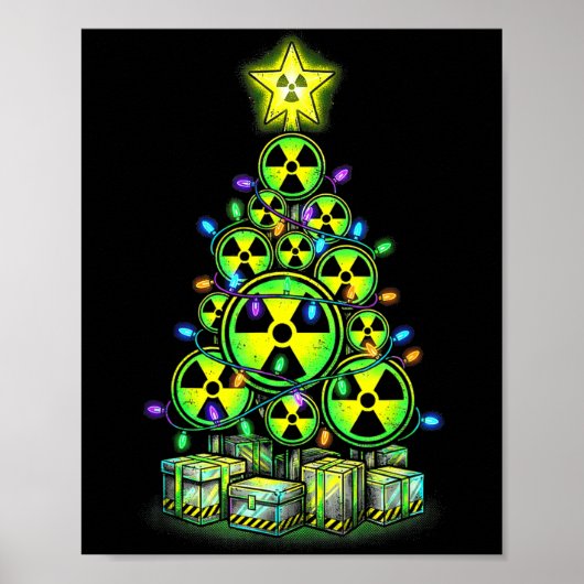 Poster Radioactive Christmas Tree Graphic Nuclear Warning (Devant)