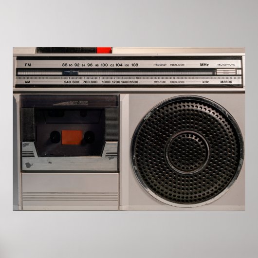 Poster Radiocassette radio stéréo portable rétro obsolète (Devant)