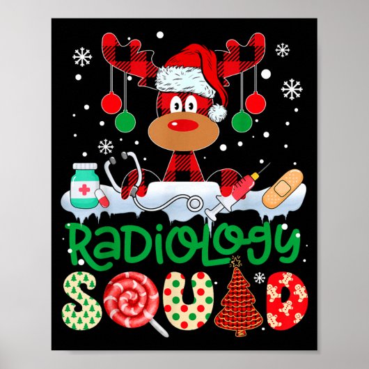 Poster Radiology Squad Nurse Reindeer Buffalo Red Plaid C (Devant)