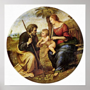 Poster Raffael - Sainte Famille sous le Tondo de palmier