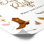 Poster Raffin de Baby shower à couche rose Western (Coin)