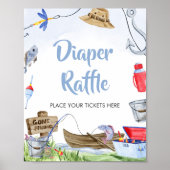 Poster Raffin de Baby shower de pêche (Devant)