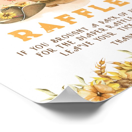 Poster Raffle de couche de Baby shower de rodéo rustique  (Coin)