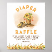Poster Raffle de couche de Baby shower de rodéo rustique  (Devant)