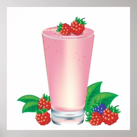 Poster Rafraîchir Berry Smoothie Boisson Rose (Devant)