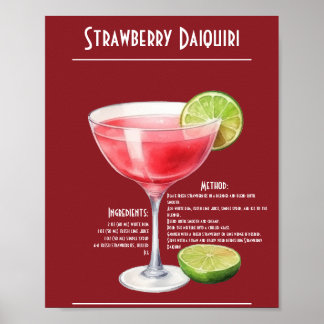 Poster Rafraîchir la fraise Daiquiri Recette Bar