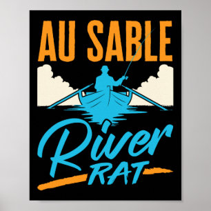 Poster Rafting Canoëisme Pêche Bateau sur la rivière Au S