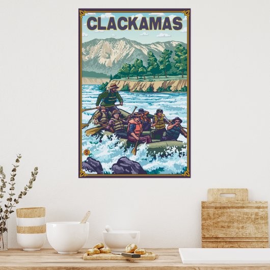 Poster Rafting en eau blanche - Clackamas, Oregon (Cuisine)