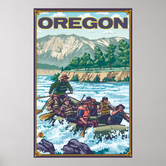 Poster Rafting en eau blanche - Oregon (Devant)