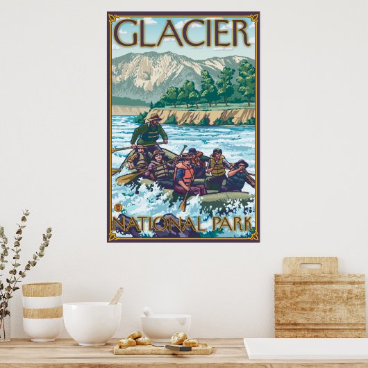 Poster Rafting en eau blanche - Parc national des Glacier (Cuisine)