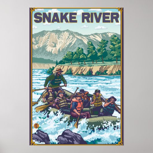 Poster Rafting en eau blanche - rivière Snake, Idaho (Devant)