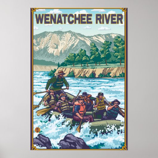 Poster Rafting en eau blanche - Wenatchee River, Washingt (Devant)