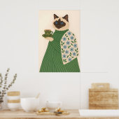 Poster Ragdoll Cat Coffee Art Print, Floral Green Jacket (Cuisine)