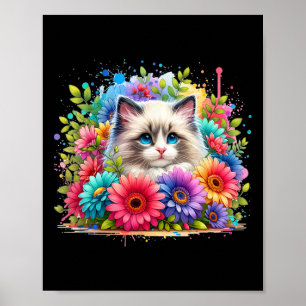 Poster Ragdoll Chat Maman Mère39s Jour Aquarelle colorée