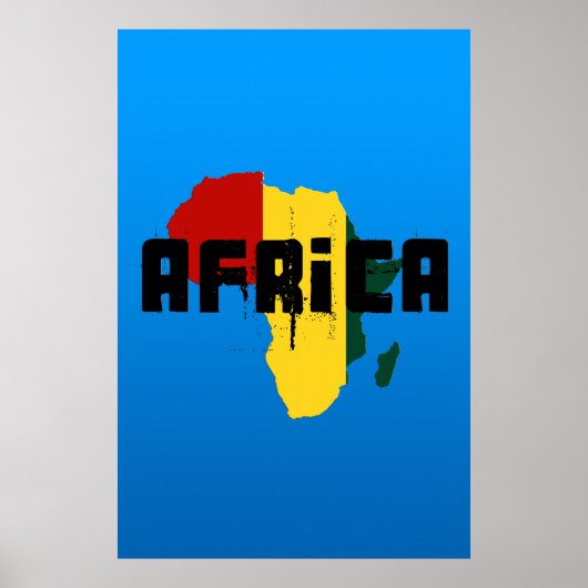 Poster Ragga Africa Reggae style carte de l'Afrique Poste (Devant)