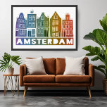 Poster Rainbow Amsterdam Colorée Holland Maisons Art<br><div class="desc">Découvrez cet art coloré,  fait à la main par moi ! Customisez-le avec votre propre texte ou laissez-le tel quel ! J'espère que ça vous plaît ! Regardez mon magasin pour plus de détails.</div>