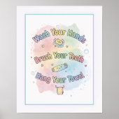 Poster Rainbow Bathroom Rules Kids Bathroom Wall Art (Devant)