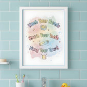 Poster Rainbow Bathroom Rules Kids Bathroom Wall Art