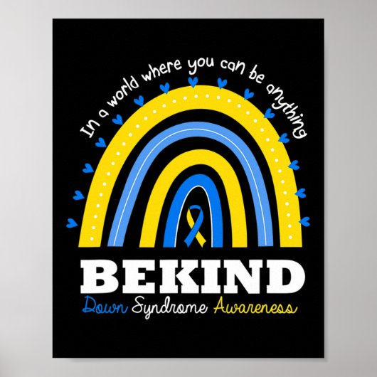 Poster Rainbow Be Kind World Down Syndrome Day Awareness (Devant)