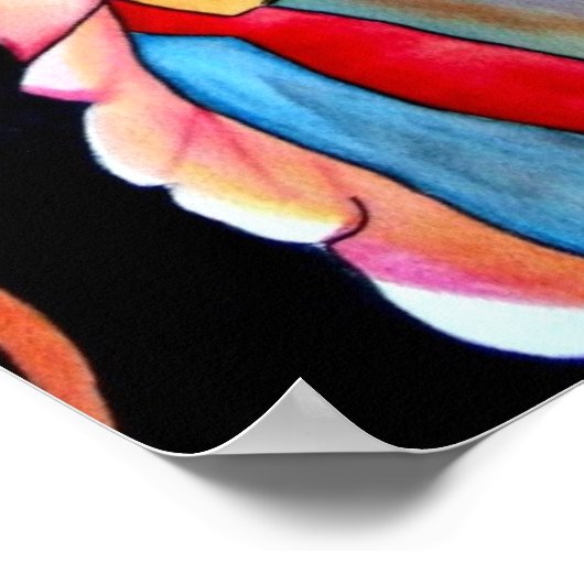 Poster Rainbow Begonia flower watercolour original (Coin)