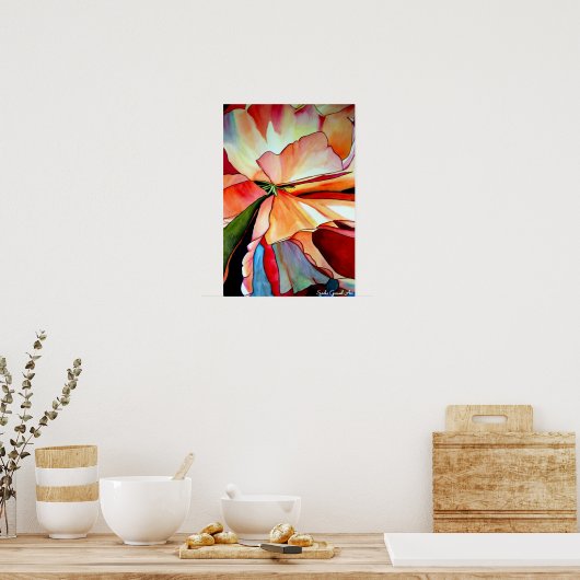 Poster Rainbow Begonia flower watercolour original (Cuisine)