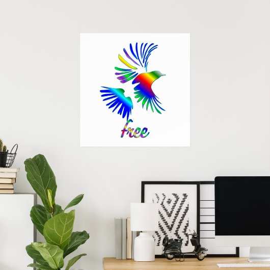 Poster Rainbow bird (Bureau à domicile)