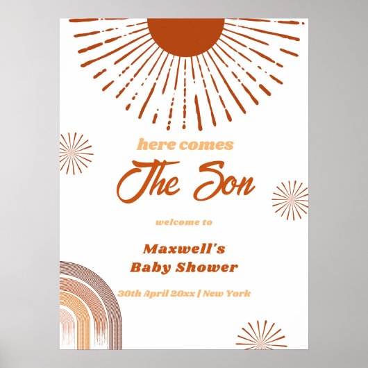 Poster Rainbow Boho Voici L'Accueil Du Baby shower (Devant)