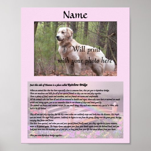 Poster Rainbow Bridge Pet Memorial rose (Devant)
