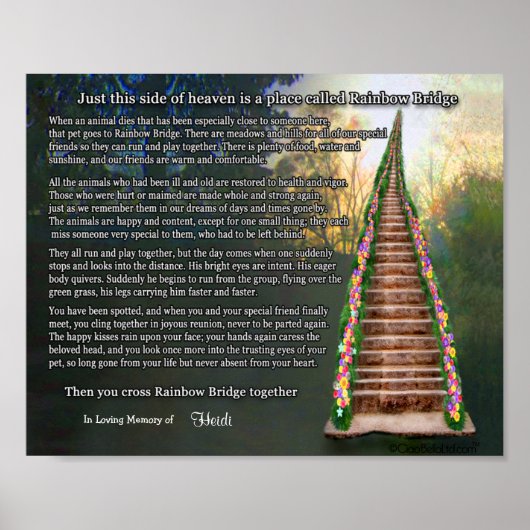 Poster Rainbow Bridge Pet Perte Perte personnalisée Mur I