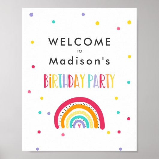Poster Rainbow Bright Birday Party (Devant)