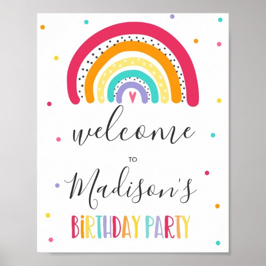 Poster Rainbow Bright Birday Party (Devant)