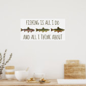 Poster Rainbow Brown Brook Trout Fishing Quote (Cuisine)