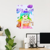 Poster Rainbow Bunny Anime Girl (Bureau à domicile)