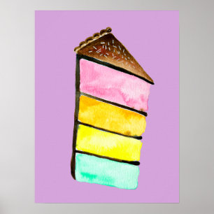 Poster Rainbow cake yacolor aquarelle art mignon