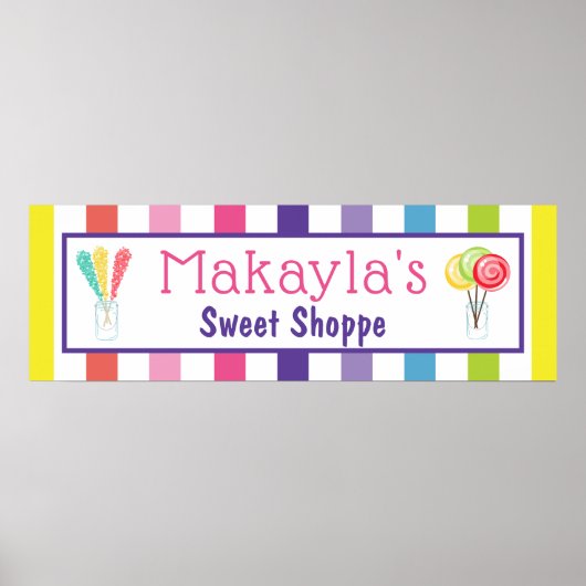 Poster Rainbow Candy Sweet Shoppe Nom personnalisé Annive (Devant)