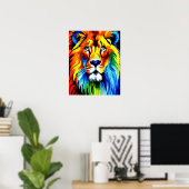 Poster Rainbow Cat, Rainbow Lion illustration Art (Bureau à domicile)