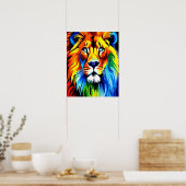 Poster Rainbow Cat, Rainbow Lion illustration Art (Cuisine)