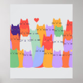 Poster Rainbow Cats Minimalist Wall Art - Joli dessin (Devant)