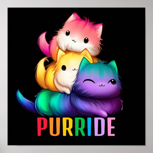 Poster Rainbow Cats Purride Black (Devant)