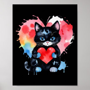 Poster Rainbow Cute Chat Accrocher Valentine Coeur Kitty