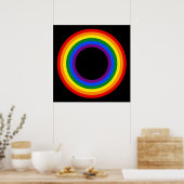 Poster RAINBOW FLAG BUTTON + your sign or text (Cuisine)