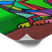 Poster Rainbow GeometriCat Motif géométrique Art Chat (Coin)