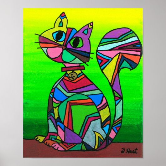 Poster Rainbow GeometriCat Motif géométrique Art Chat (Devant)