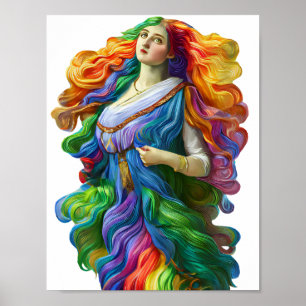 Poster Rainbow Goddess peinture numérique art original