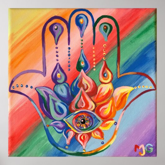 Poster Rainbow Hamsa (Devant)