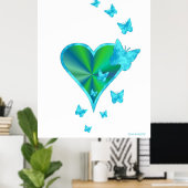 Poster Rainbow heart and Butterfly (Bureau à domicile)