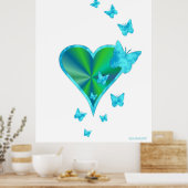 Poster Rainbow heart and Butterfly (Cuisine)