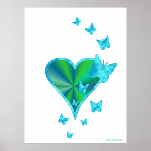 Poster Rainbow heart and Butterfly (Devant)