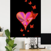 Poster Rainbow heart and Butterfly (Bureau à domicile)