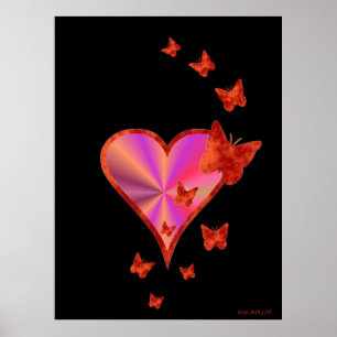 Poster Rainbow heart and Butterfly